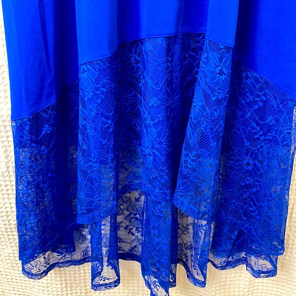 Royal Blue Sleeveless Lace Dress - Picture 5 of 9